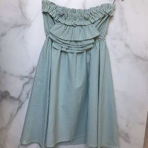 Judith March Strapless Dress M Green/White Striped